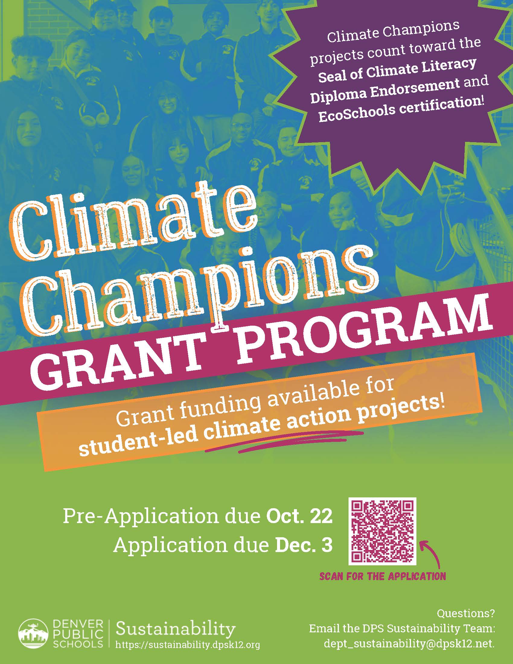 Climate Champions Grant Program flyer