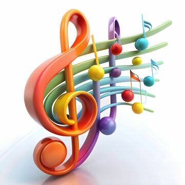 Music notes, rainbow colors