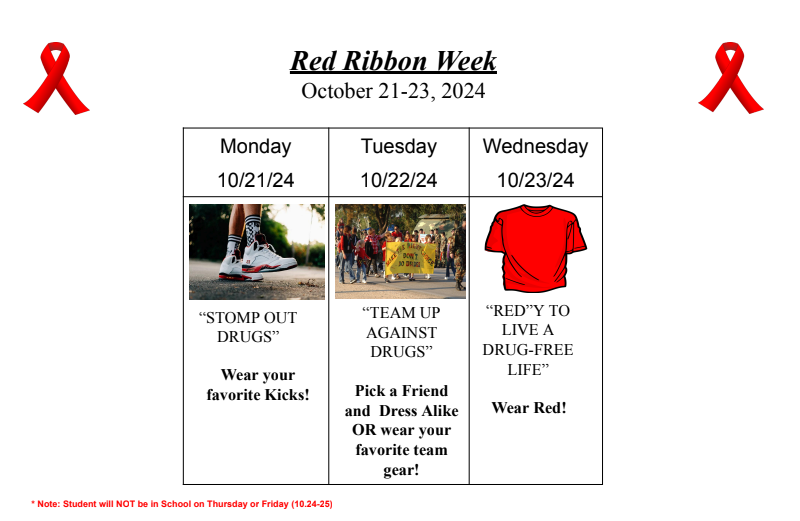 red ribbon week schedule