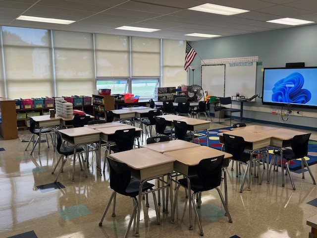 classroom with new student chairs