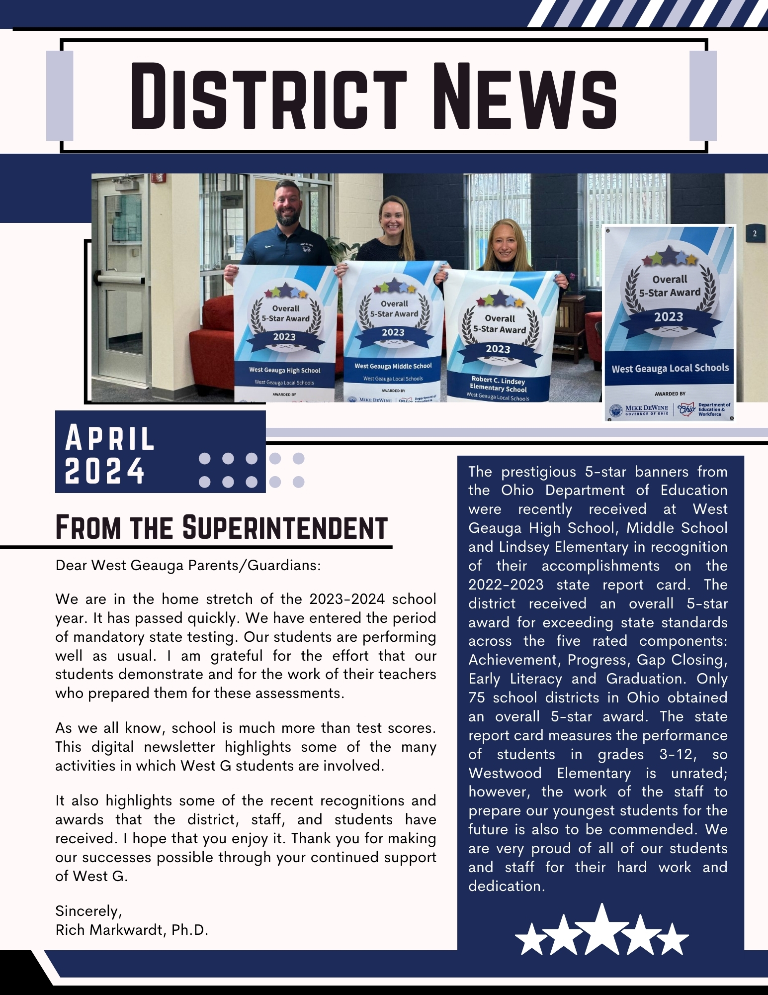 District News From the Superintendent