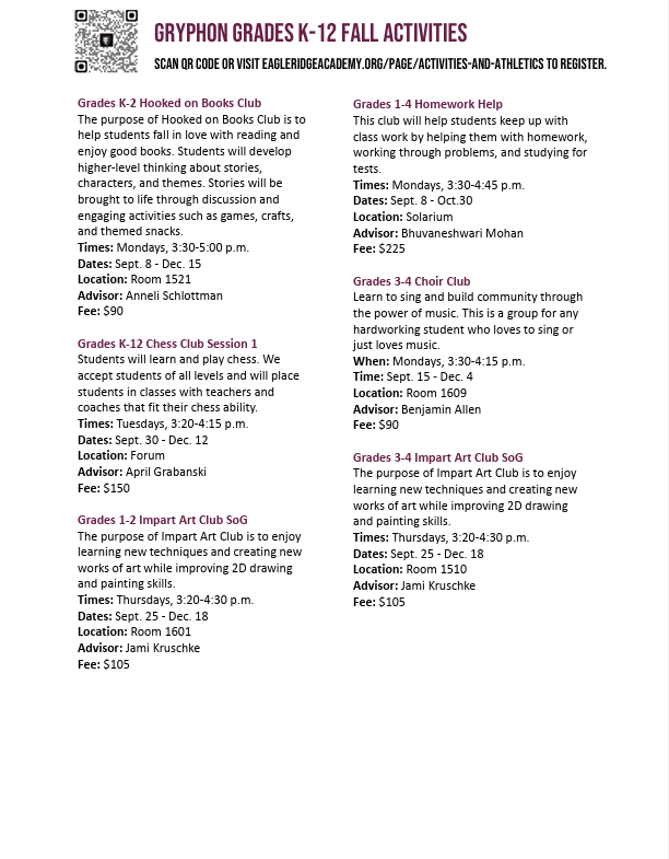 activities descriptions