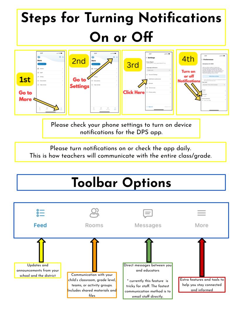 DPS App Toolbar options