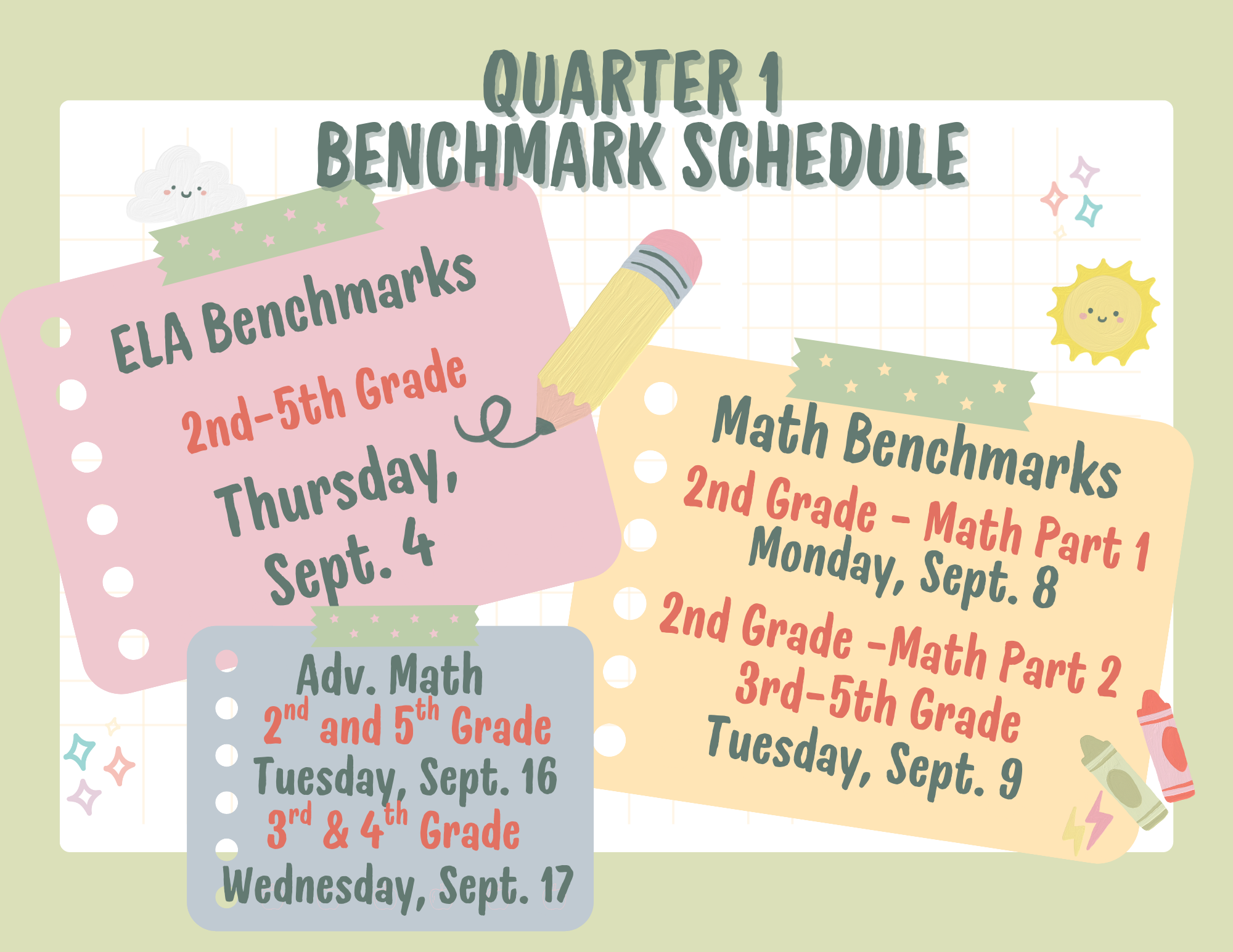 Quarter 1 Benchmark Schedule