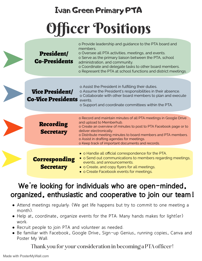 Open PTA Officer Positions available