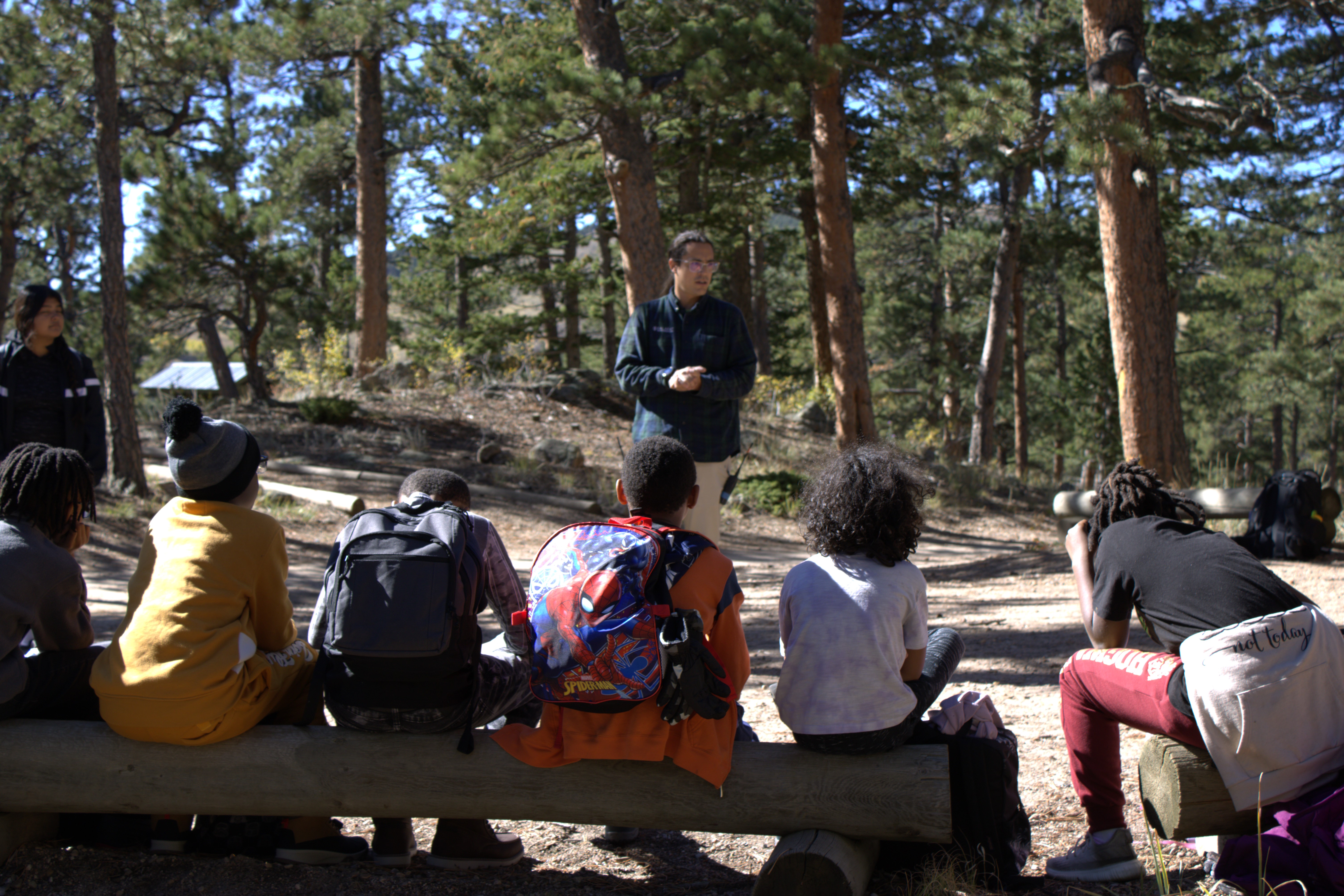 Hallett students sitting on a bench at Balarat facing the instructor