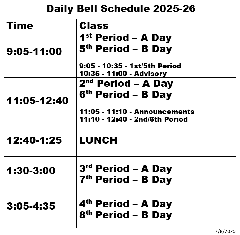 Bell Schedule