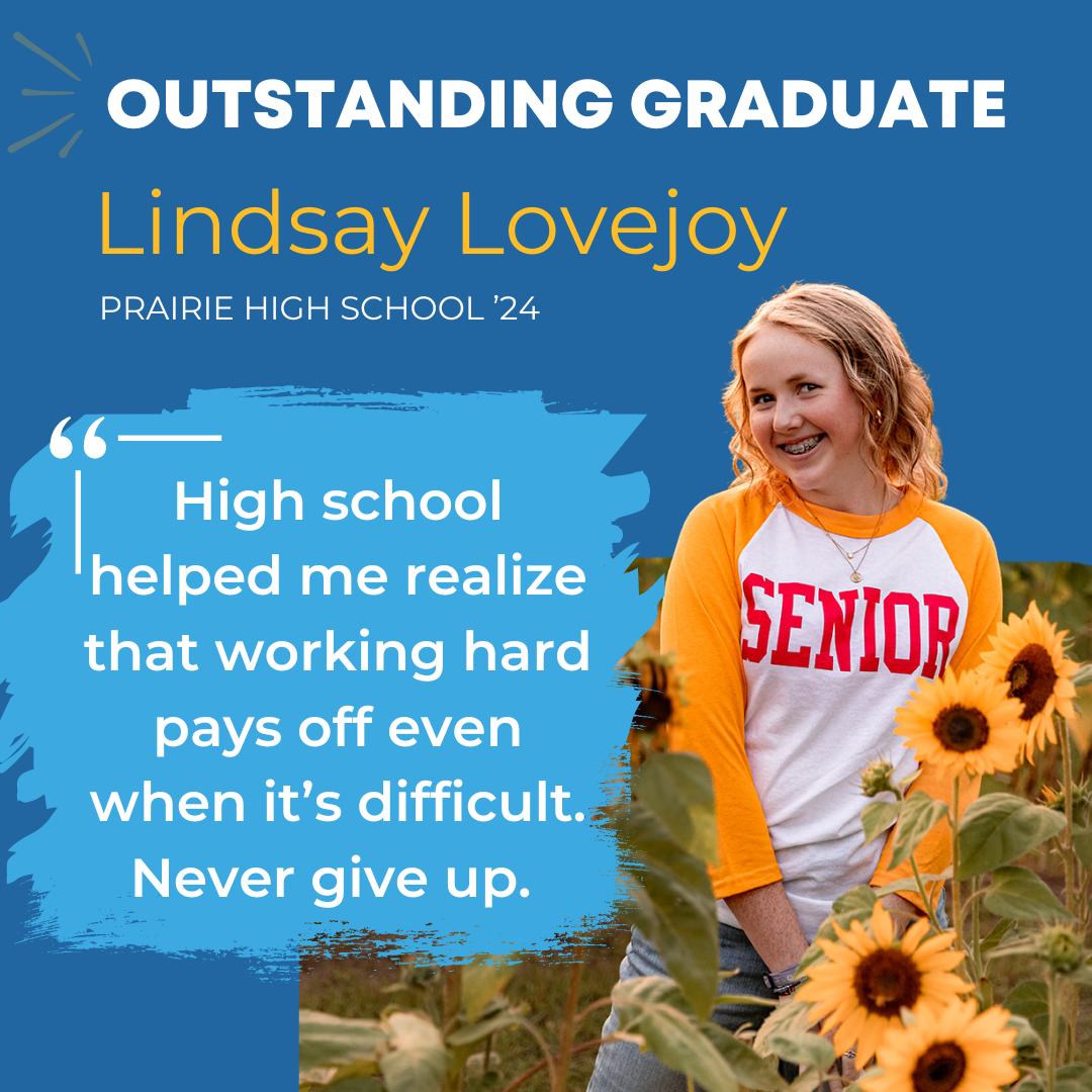 A graphic highlighting a recent high school graduate