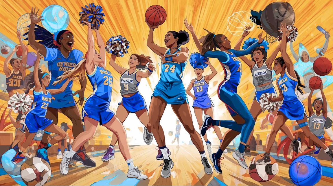 Girls Basketball and Cheer Image