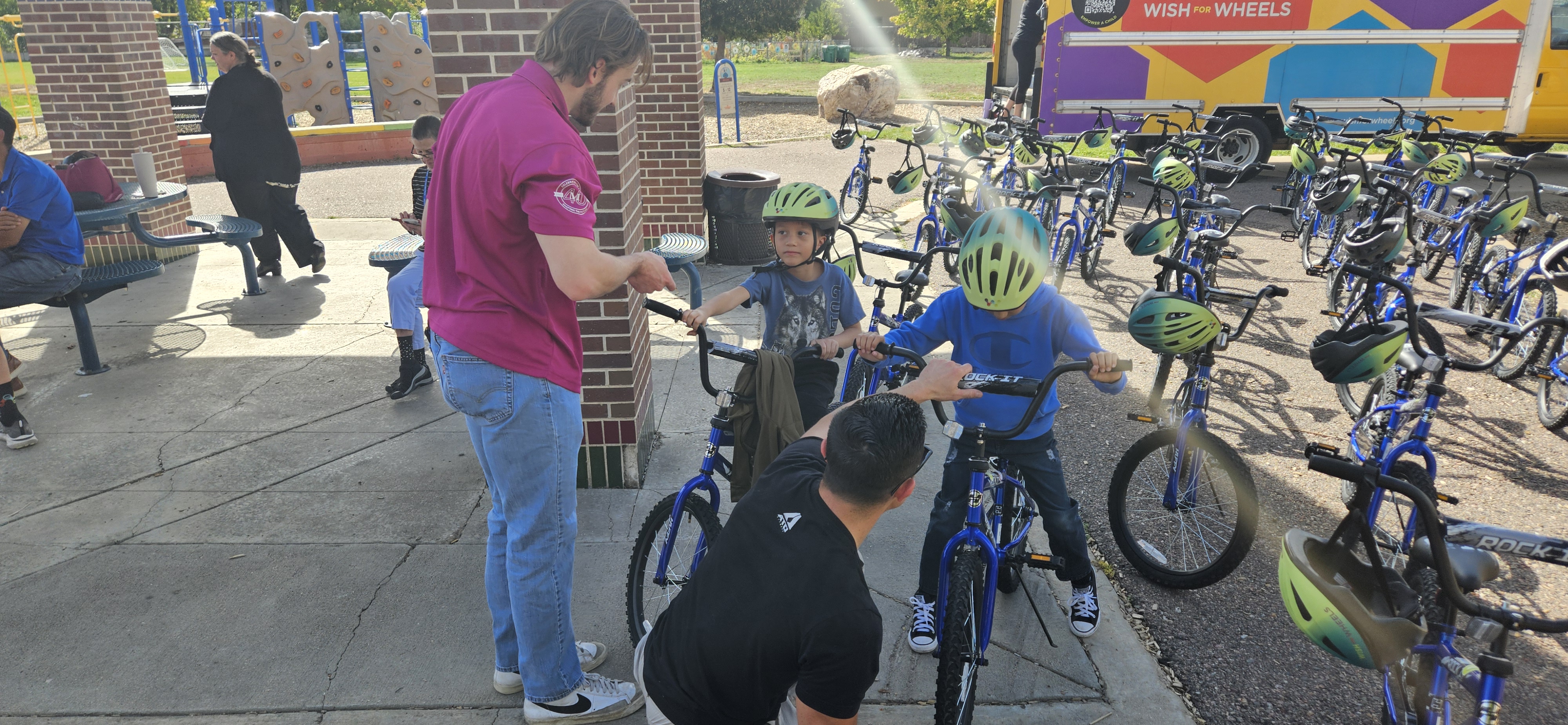 Second Graders Receiving Free Bikes from Wish for Wheels 