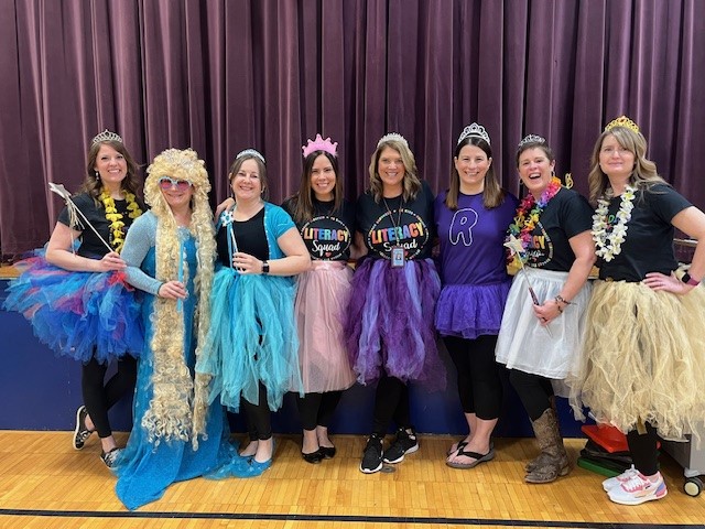 Reading teachers dressed as Reading Royalty