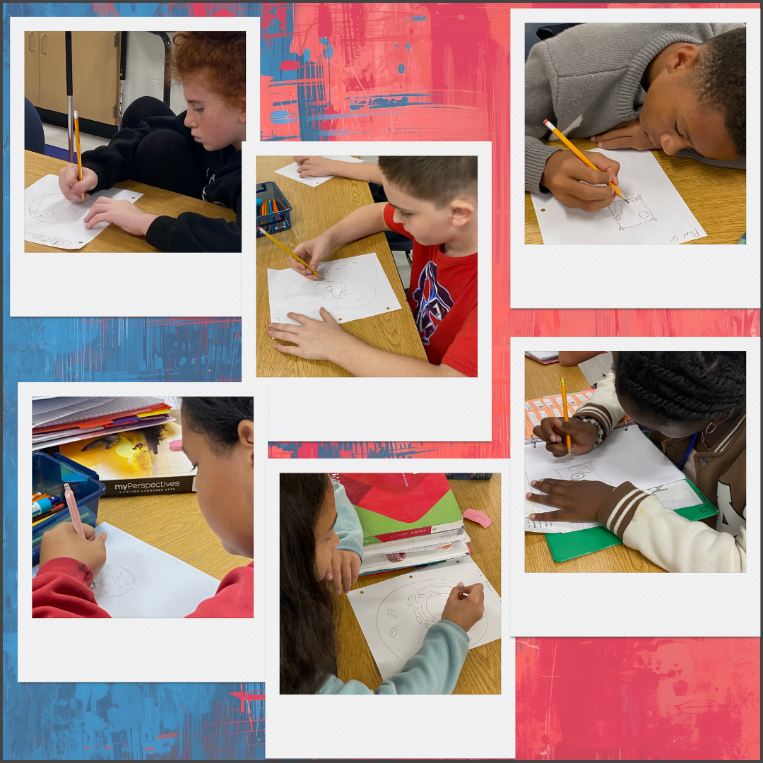 students working on paper