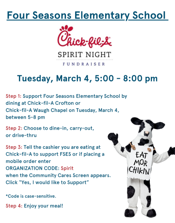 Chick-fil-A flyer for March 2025 newsletter