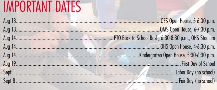 Important Dates Aug. Sept. 2025