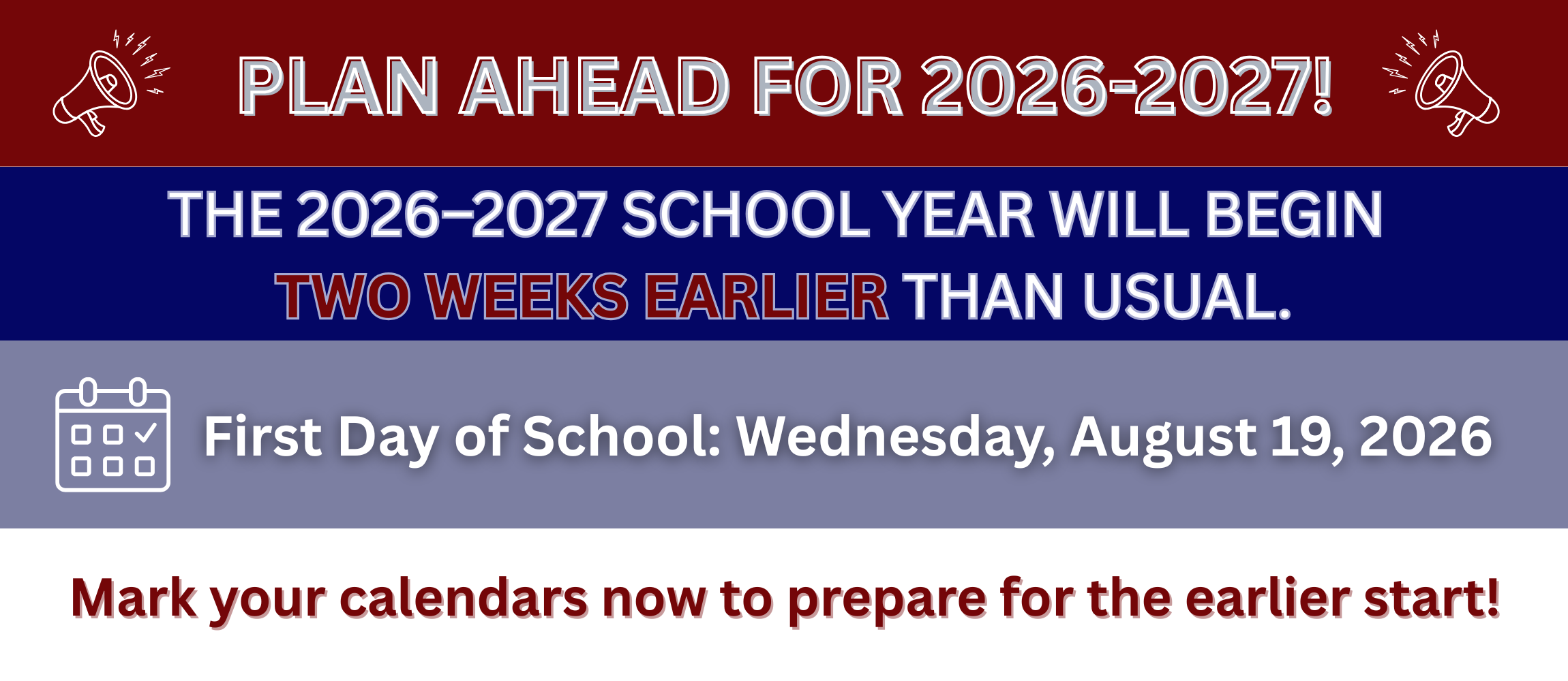 Plan ahead for 2026-2027 school year