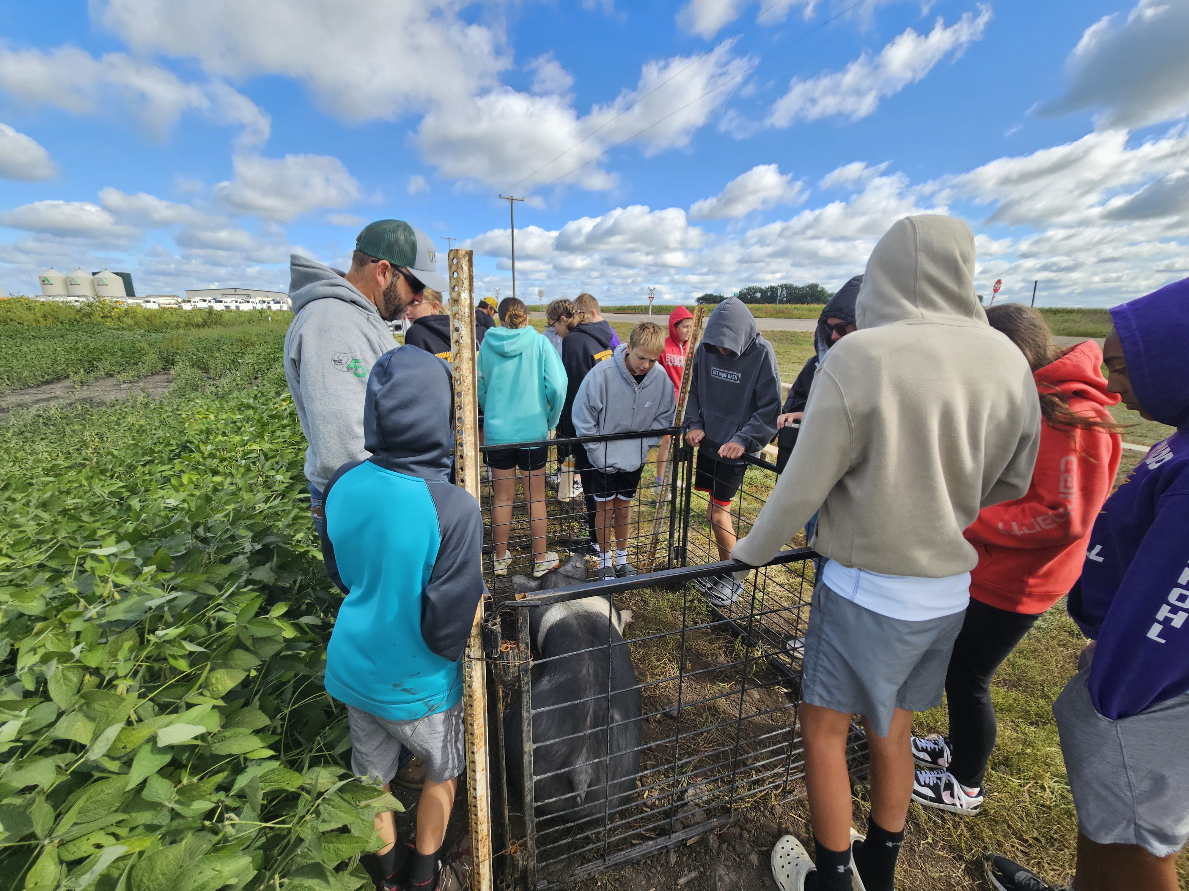 7th grade students at field to table event
