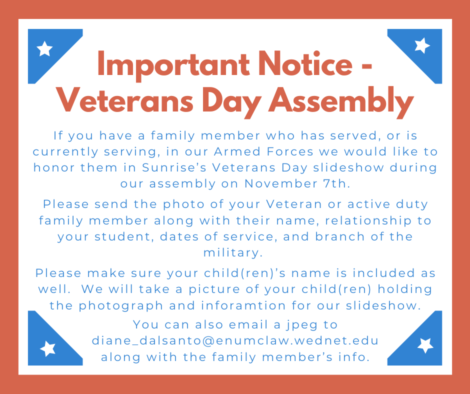 Veterans Day assembly notice