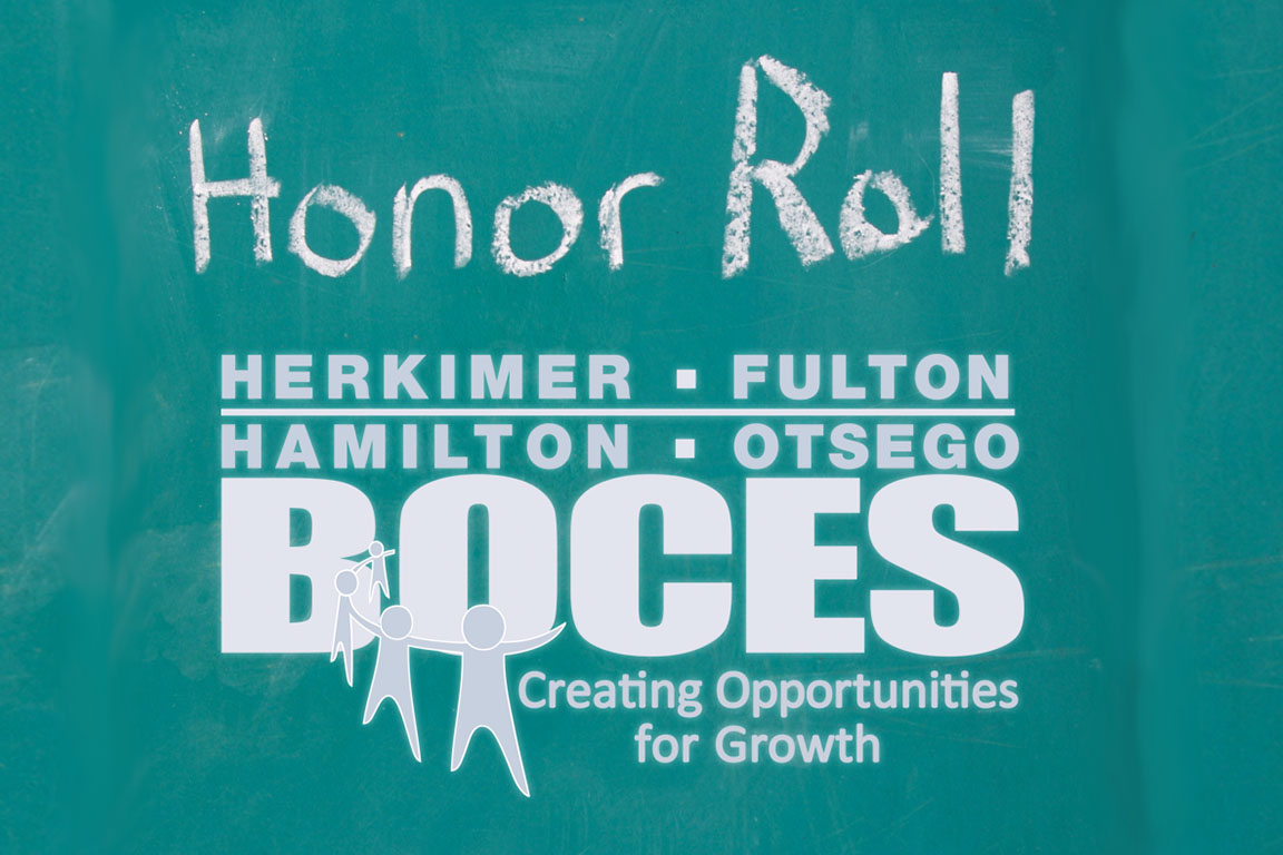 Chalkboard image with Herkimeir BOCES logo and words Honor Roll