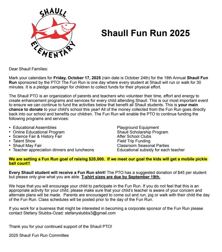 Fun Run Letter