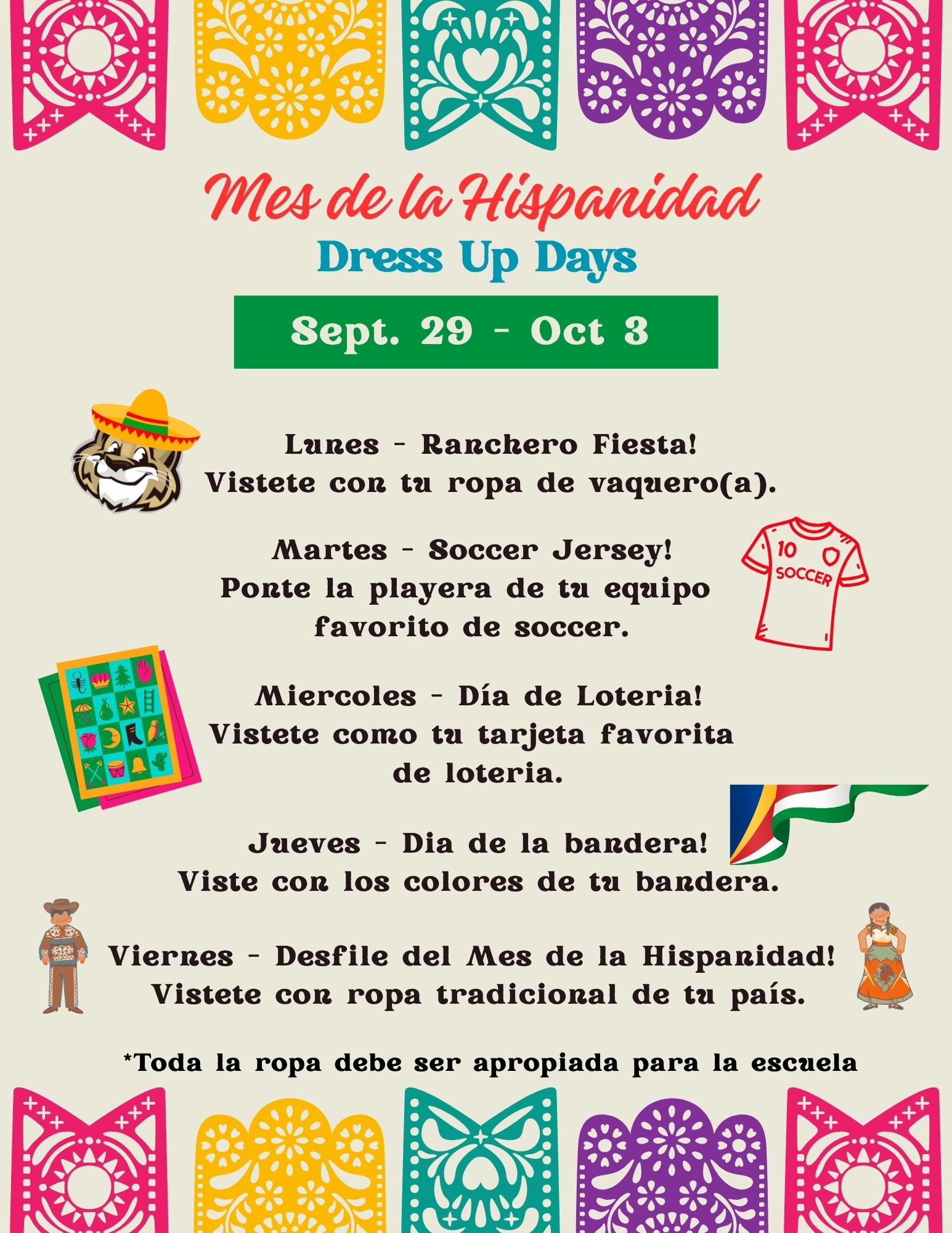 Hispanic Heritage dress-up days spanish