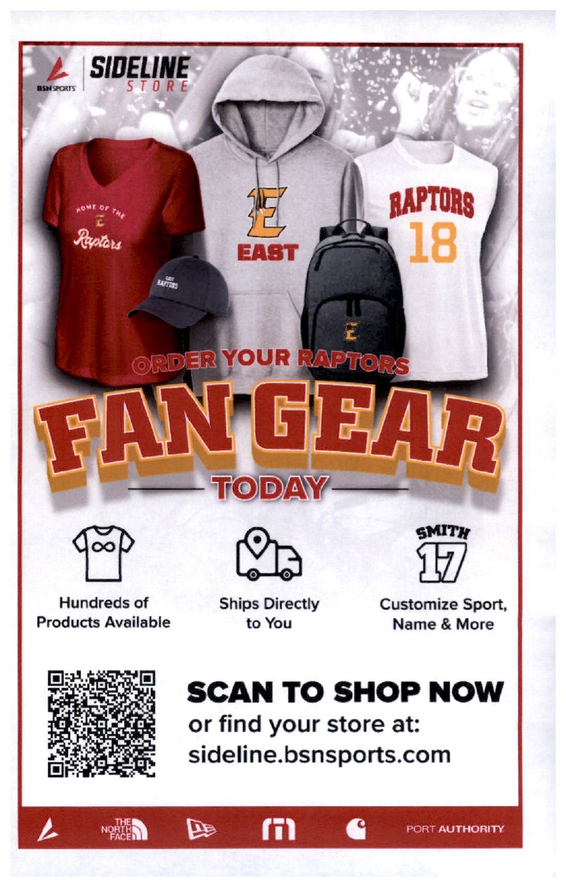 East Middle School fan gear purchase information 