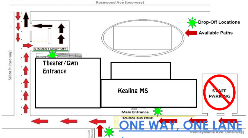 map of parent drop off and pick up