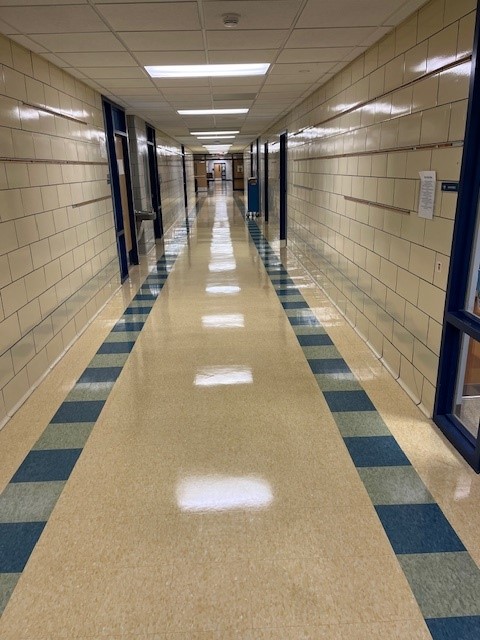 hallway shining with fresh wax