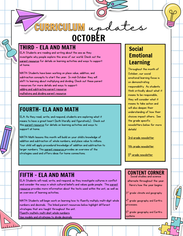 October Curriculum Updates