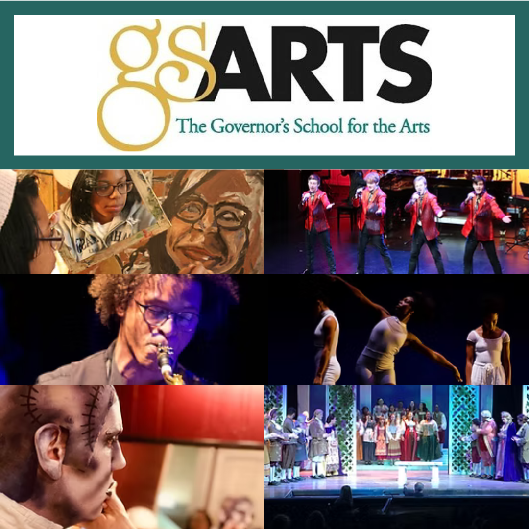 GSArts The Governor's School for the Arts. Pictures of students playing music, painting, dancing, participating in play and musicals.