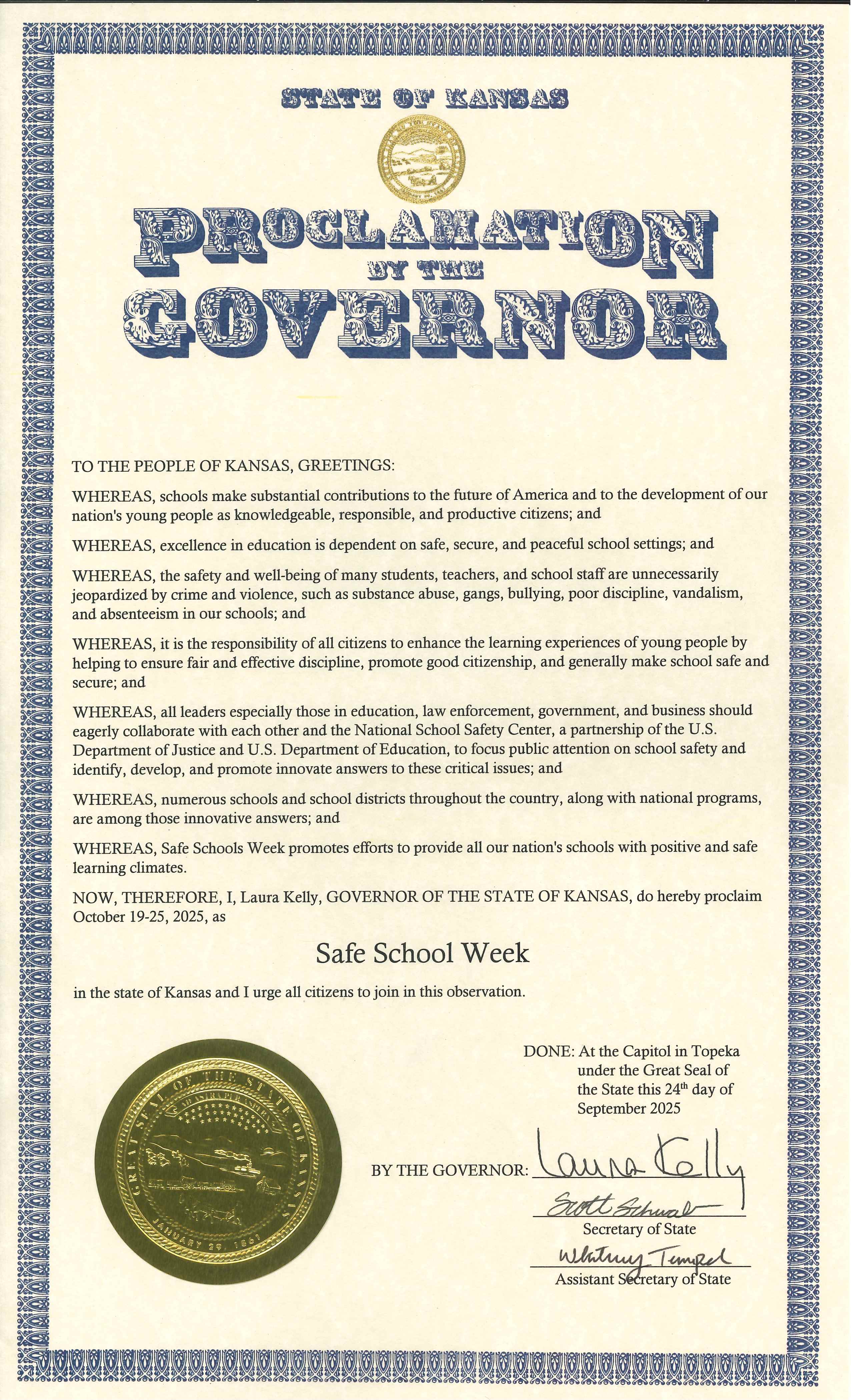 Safe and Secure Schools Proclamation