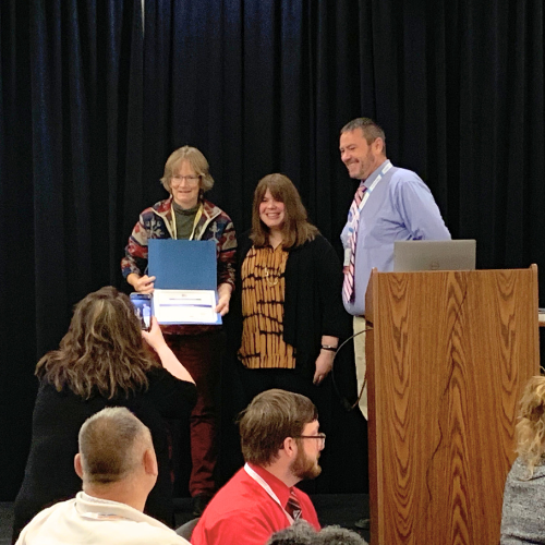 Sharon George receiving her award for Adult Educator of the Year for Central Ohio