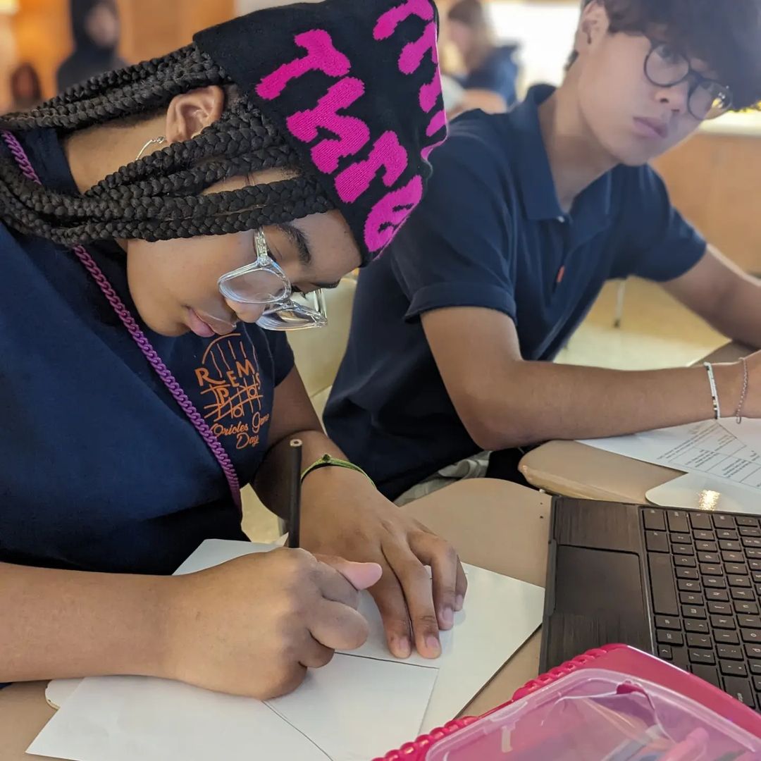 students writing 