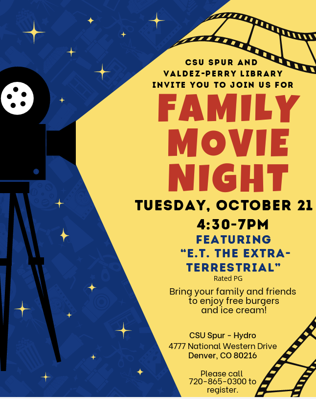 Family Movie Night Poster for CSU Spur.