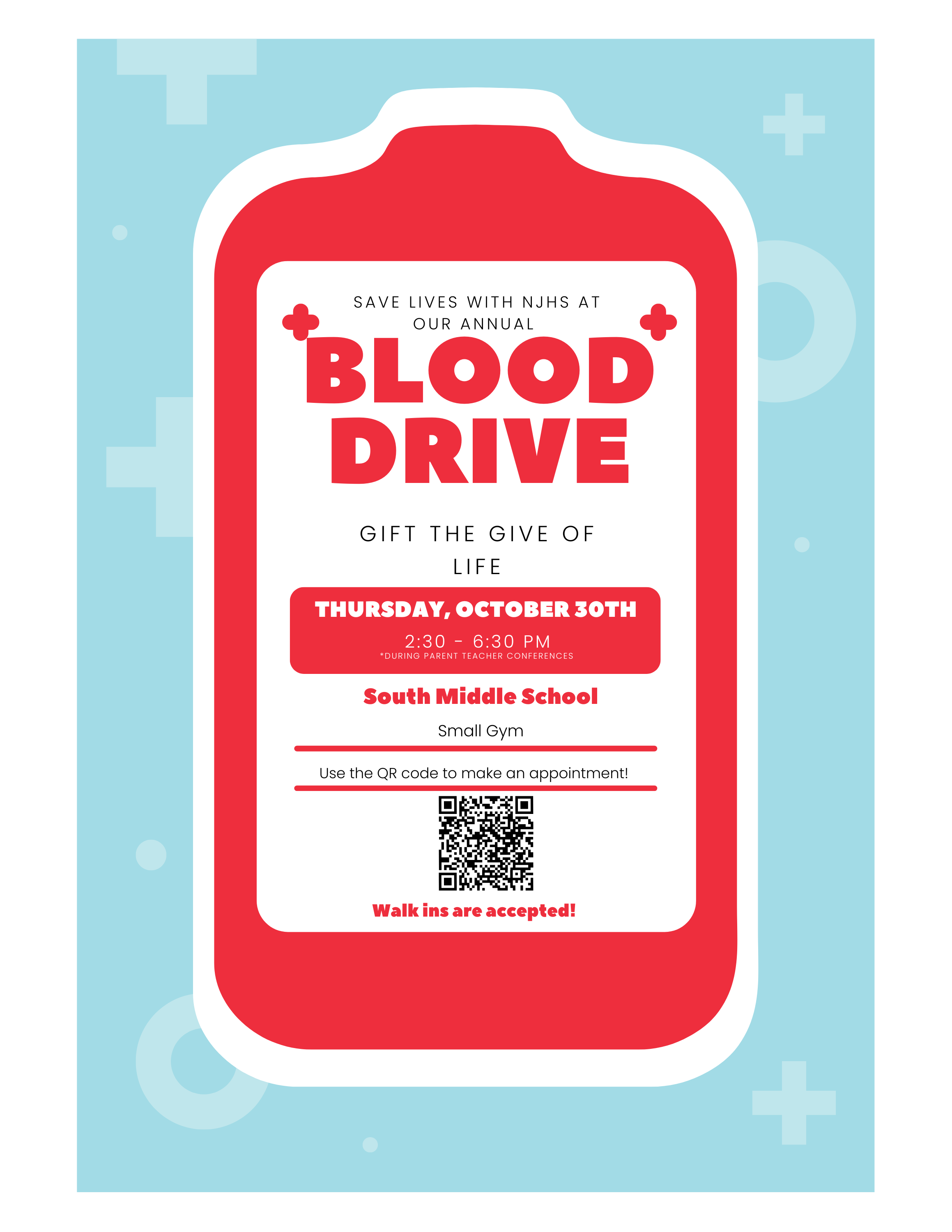 njhs blood drive  Thursday 10/30