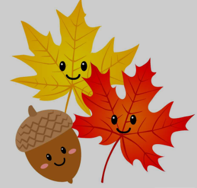 leaves and acorn graphic for October and November 2025 newsletters