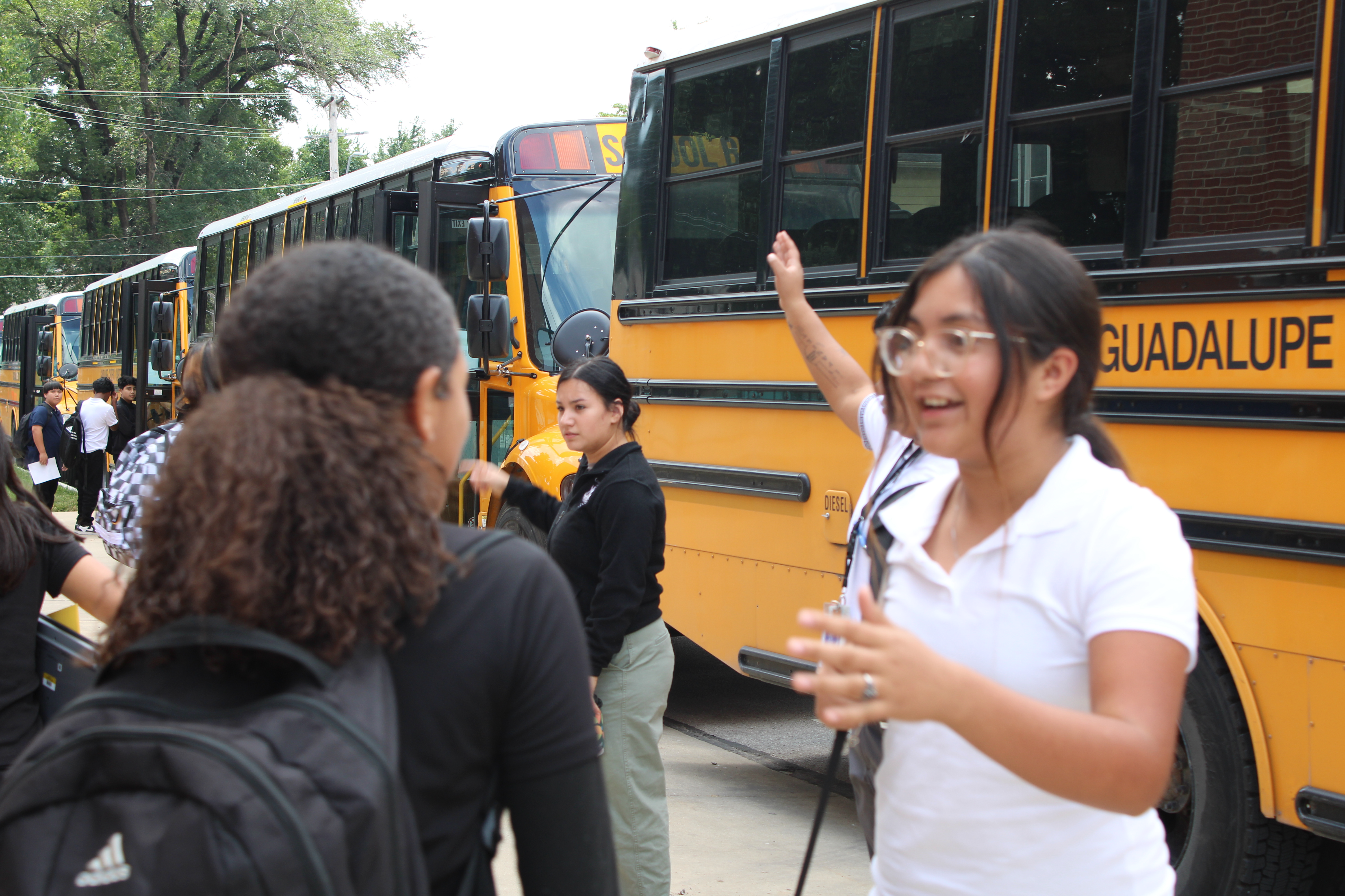 Walking to the buses