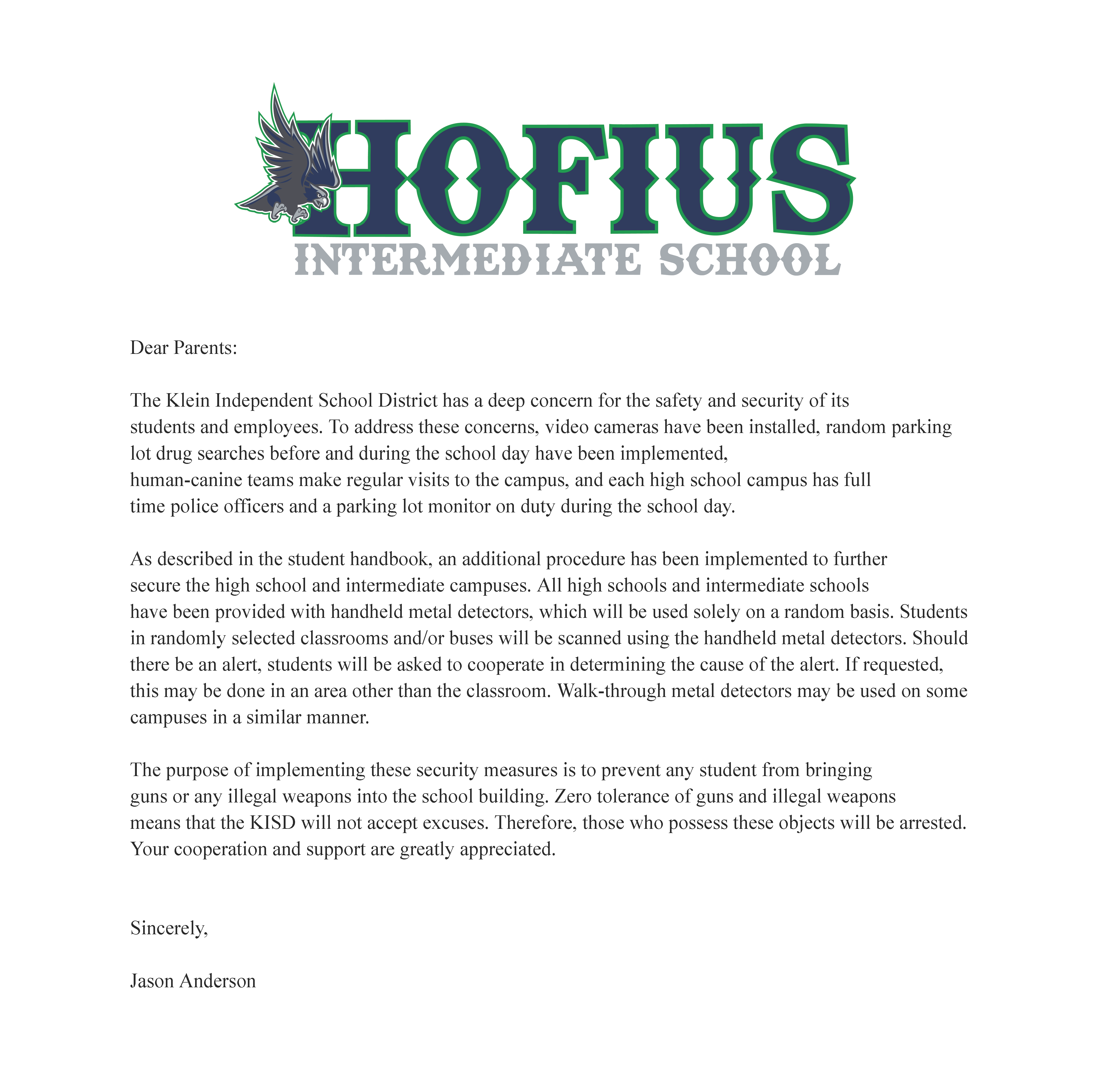 Safety & Security Letter