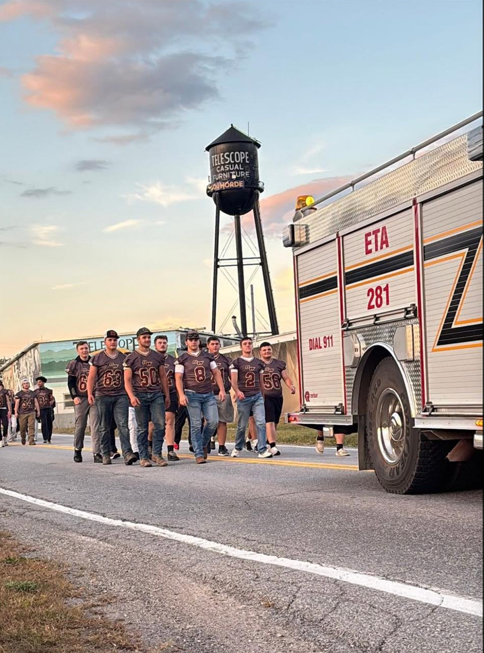 A picture of football boys at the spirit walk