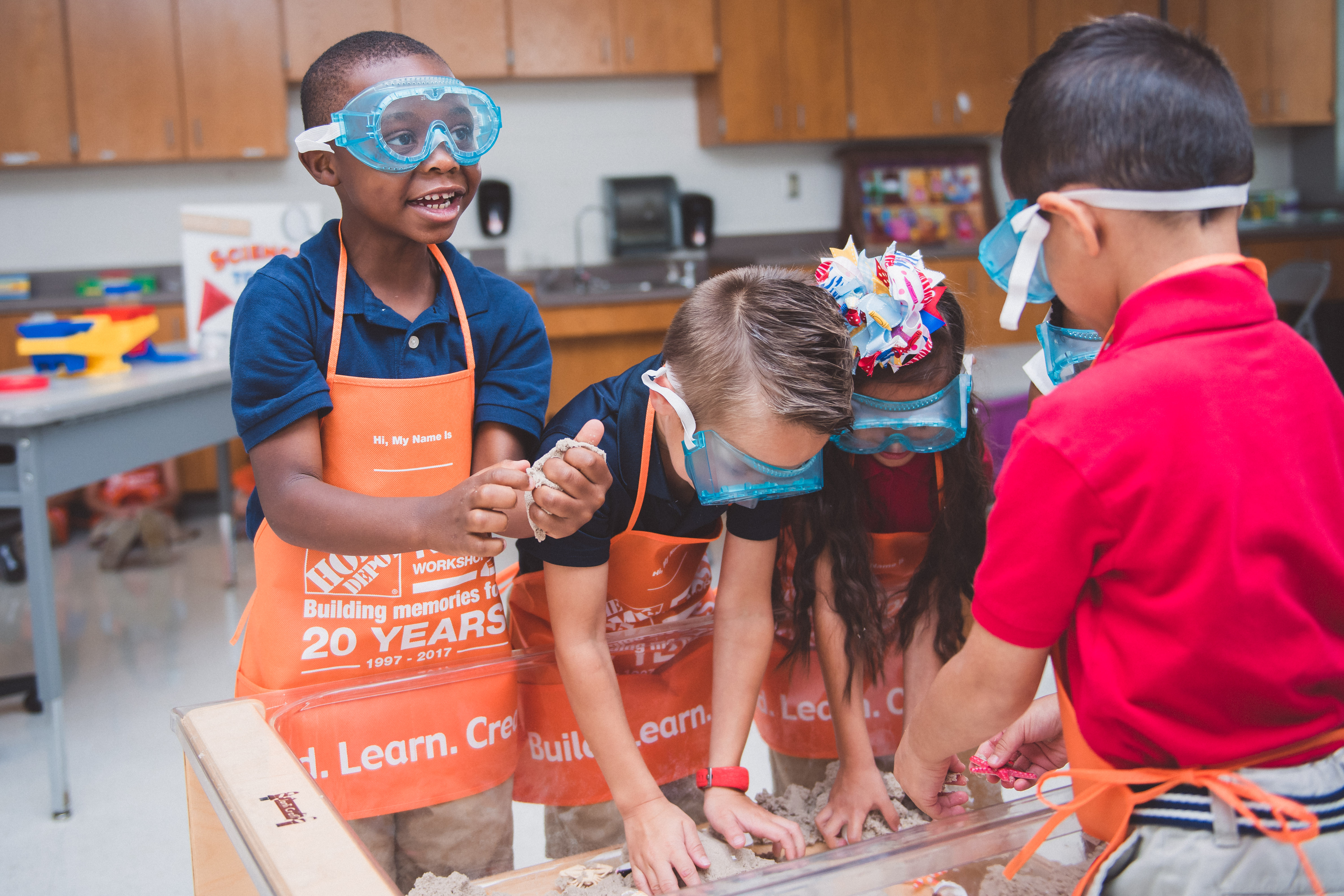 Students doing science project