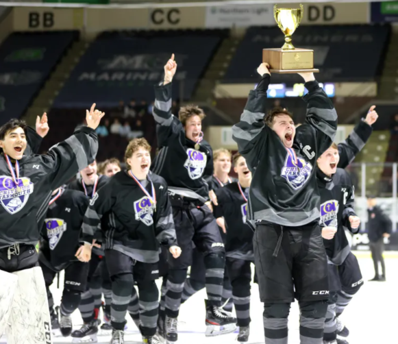 Ice Hockey Team with Trophy