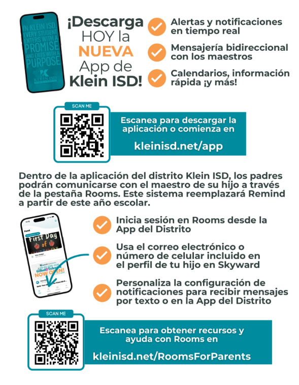 New Klein ISD App instruction and QR Code - Spanish