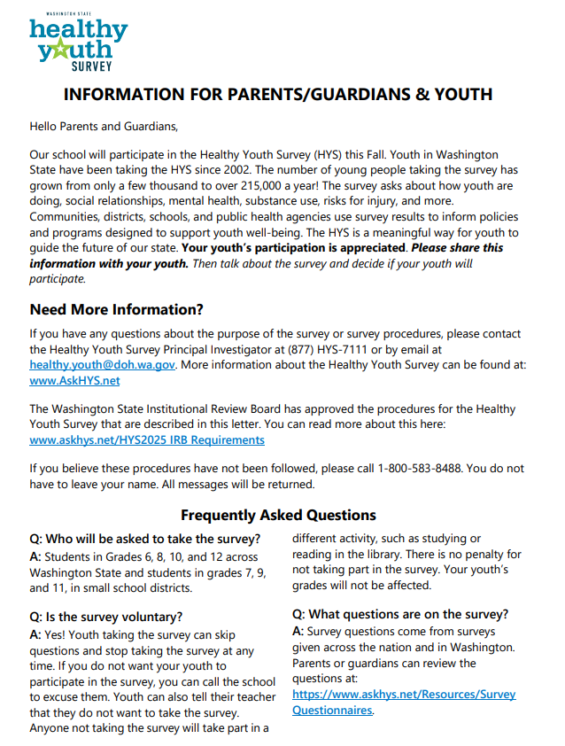Healthy Youth Survey Info-English