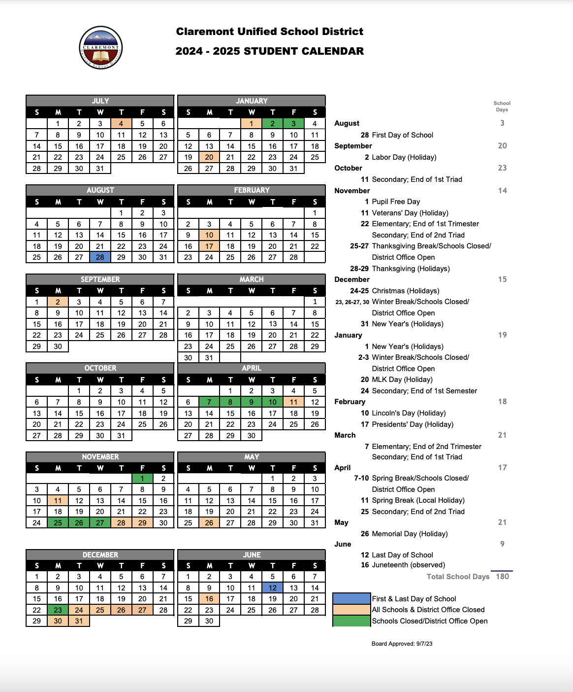 24-2 Student Calendar