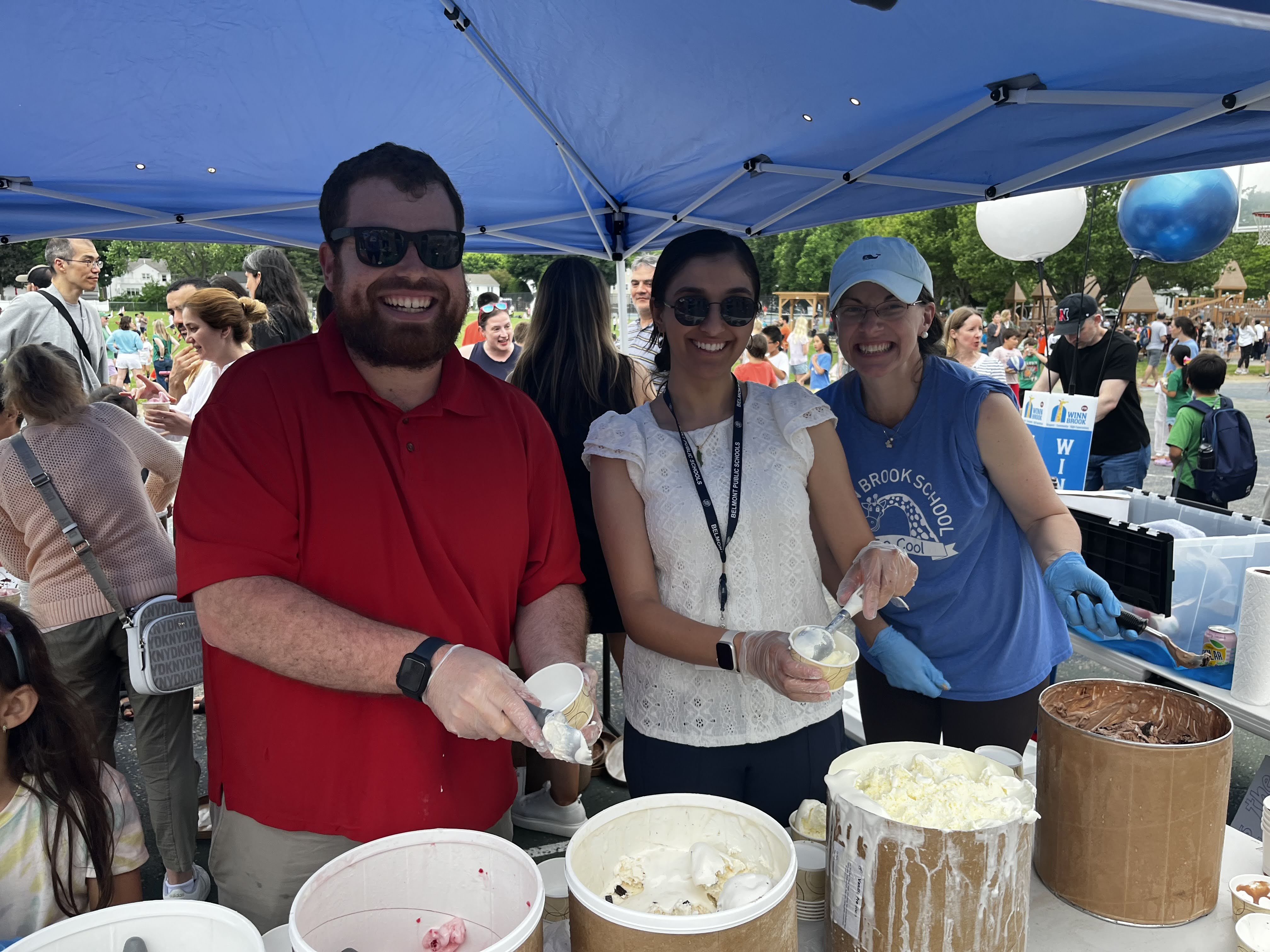 teachers and PTA scooping ice cream