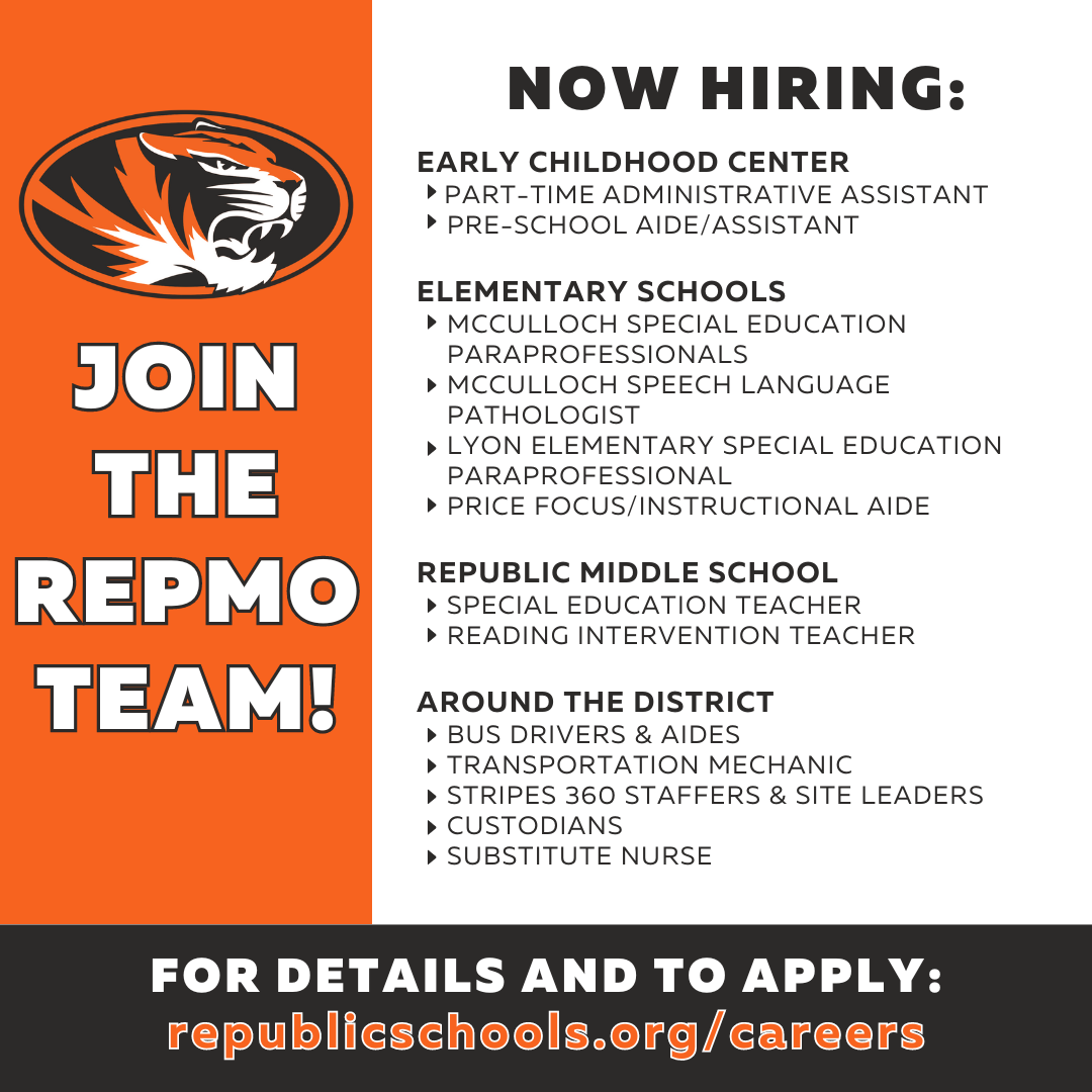 Job openings available at republicschools.org/repmoteam
