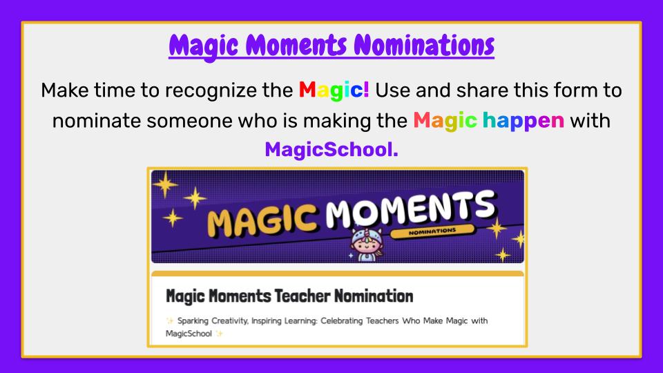 Form link to nominate a teacher for magicmoments