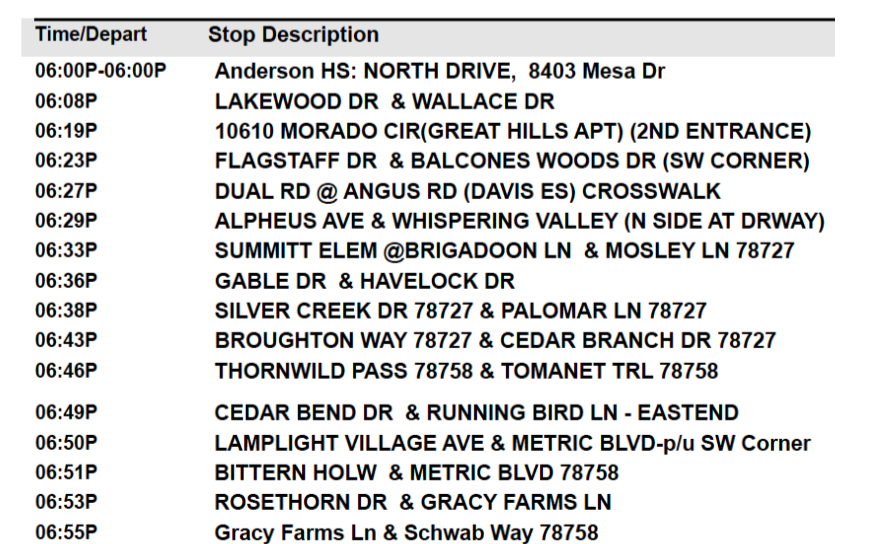 Late bus stops