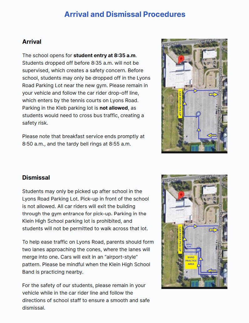 Arrival and Dismissal Procedures