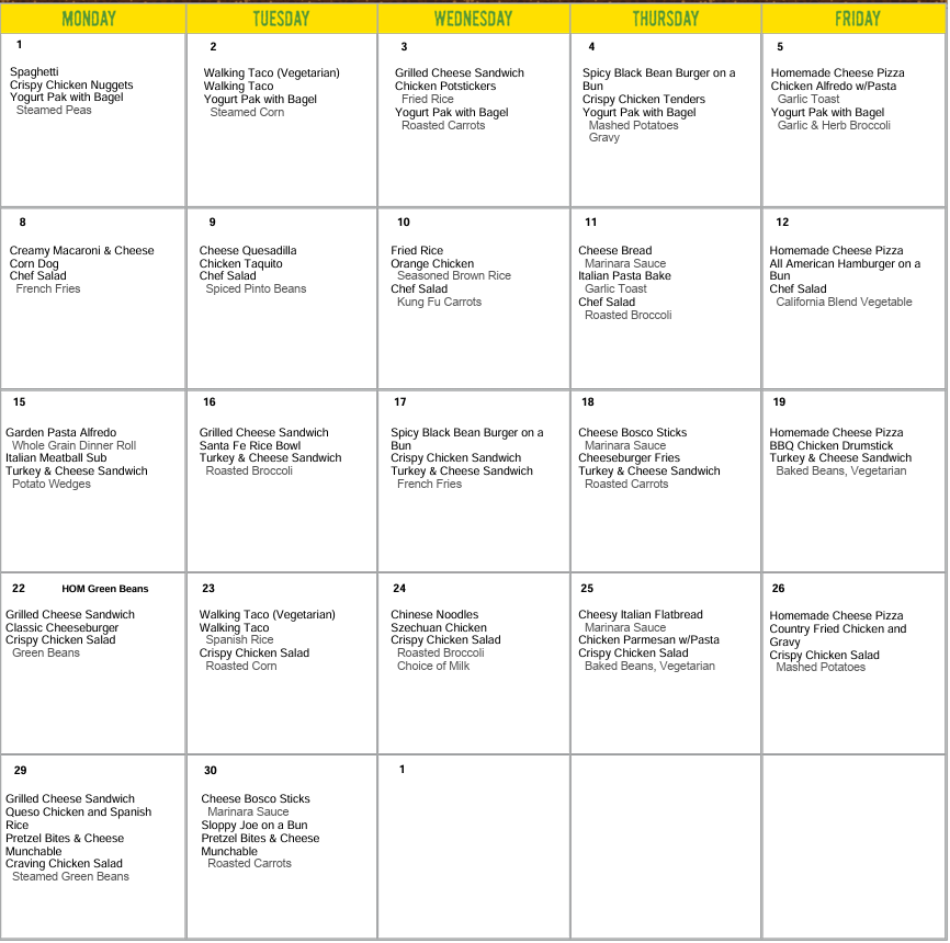 September Lunch Menu - SoG