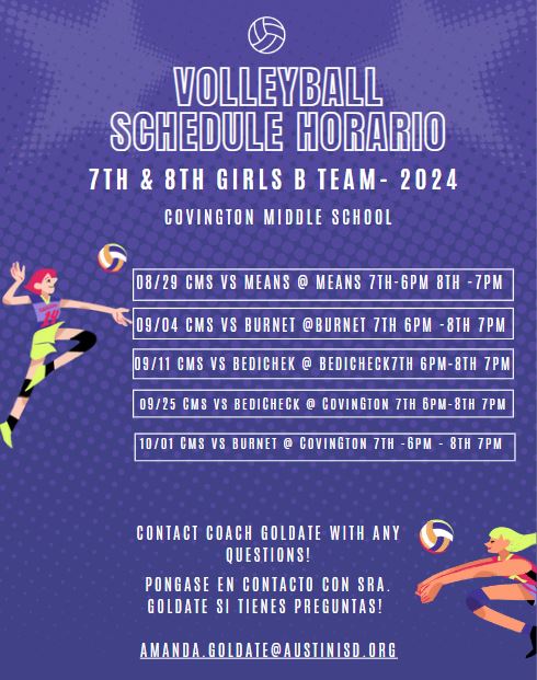 Girls Volleyball B Team Schedule